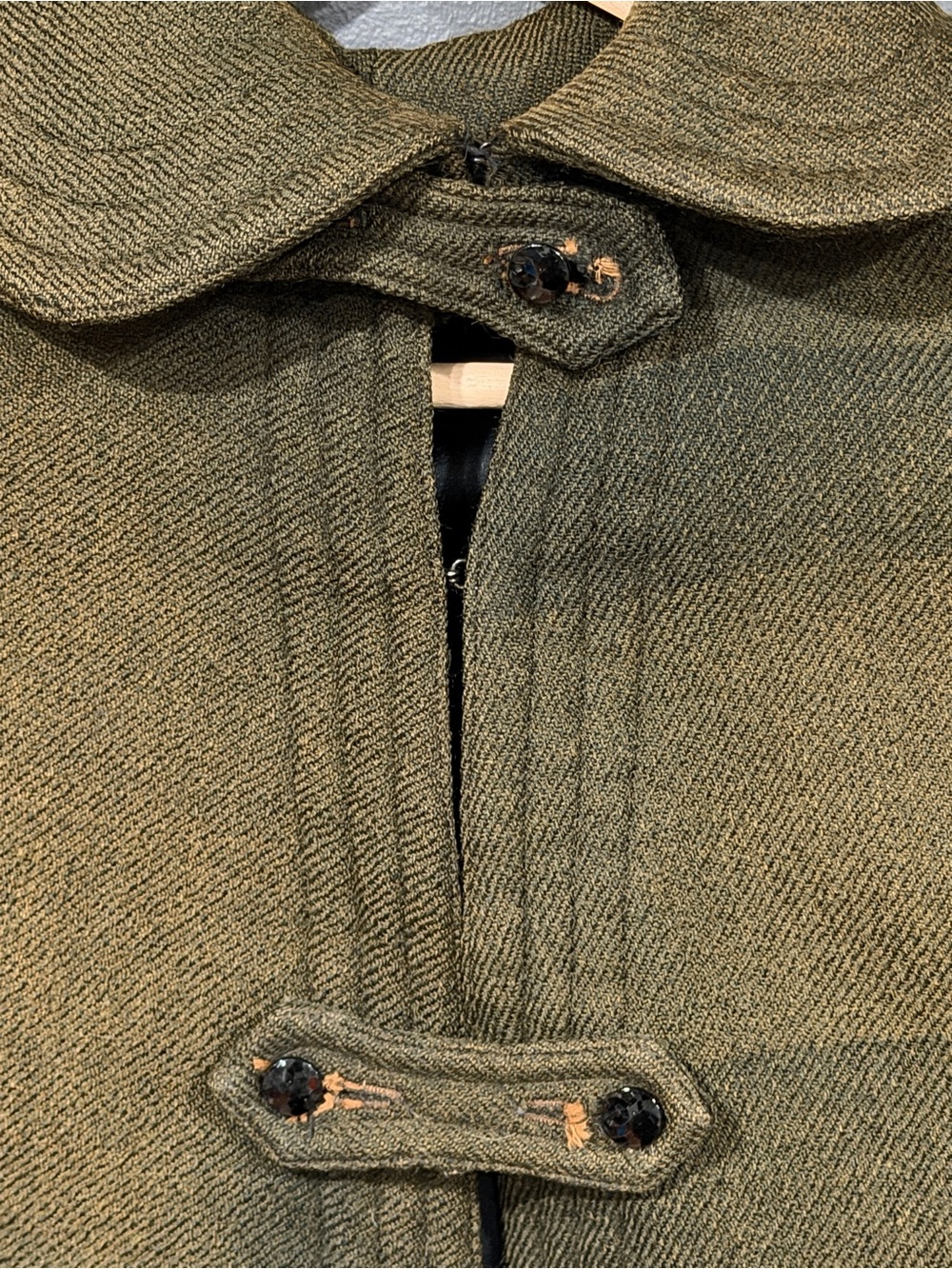 Vintage WWII Military Olive Green Wool Cape Coat - Picture 2 of 8